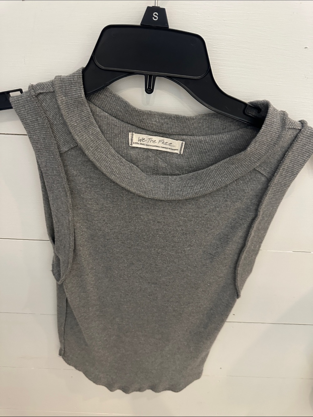 We The Free Gray Ribbed Sleeveless Crew Neck Tank